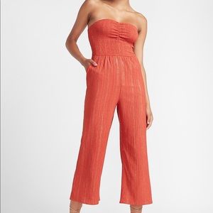 BNWT Metallic Strapless Smocked Bodice Jumpsuit